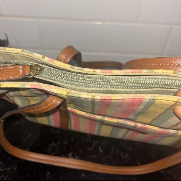 St Johns Bay Shoulder purse Striped Multicolor Tote Bag Beach - Picture 4 of 16